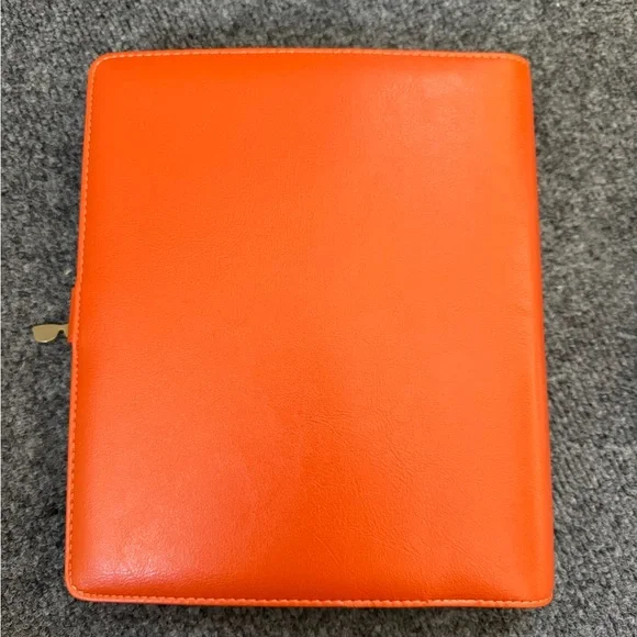 Vibrant Orange Leather Journal with Gold Rings - Picture 2 of 16